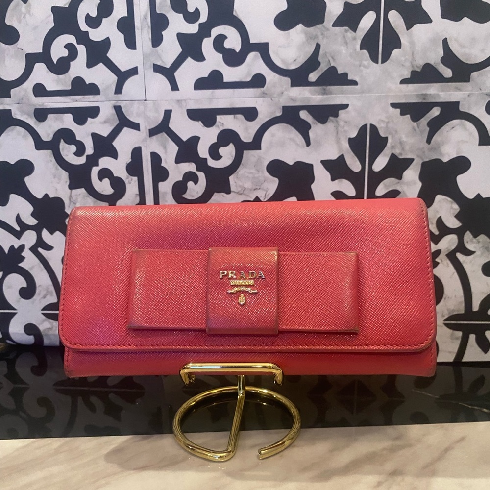Prada Pink Ribbon Saffiano Leather Bi-fold Wallet